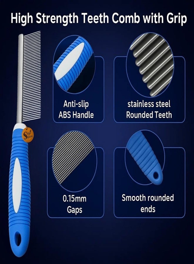 سايج سكوير مشط سيج سكوير ذو المقبض الثقيل أحادي الجانب للكلاب والقطط | مشط قوي بمقبض مطاطي وأسنان من الفولاذ المقاوم للصدأ | يفك التشابك ويزيل البراغيث | أداة متينة للعناية بالحيوانات الأليفة | 21 سم، لون عشوائي - Image 4